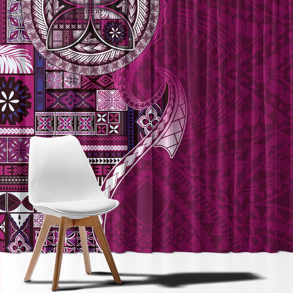 Samoan Siapo Art Tattoo Polynesian Pattern Window Curtain Pink Color - Polynesian Pride