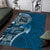 Samoan Siapo Art Tattoo Polynesian Pattern Area Rug Teal Color - Polynesian Pride