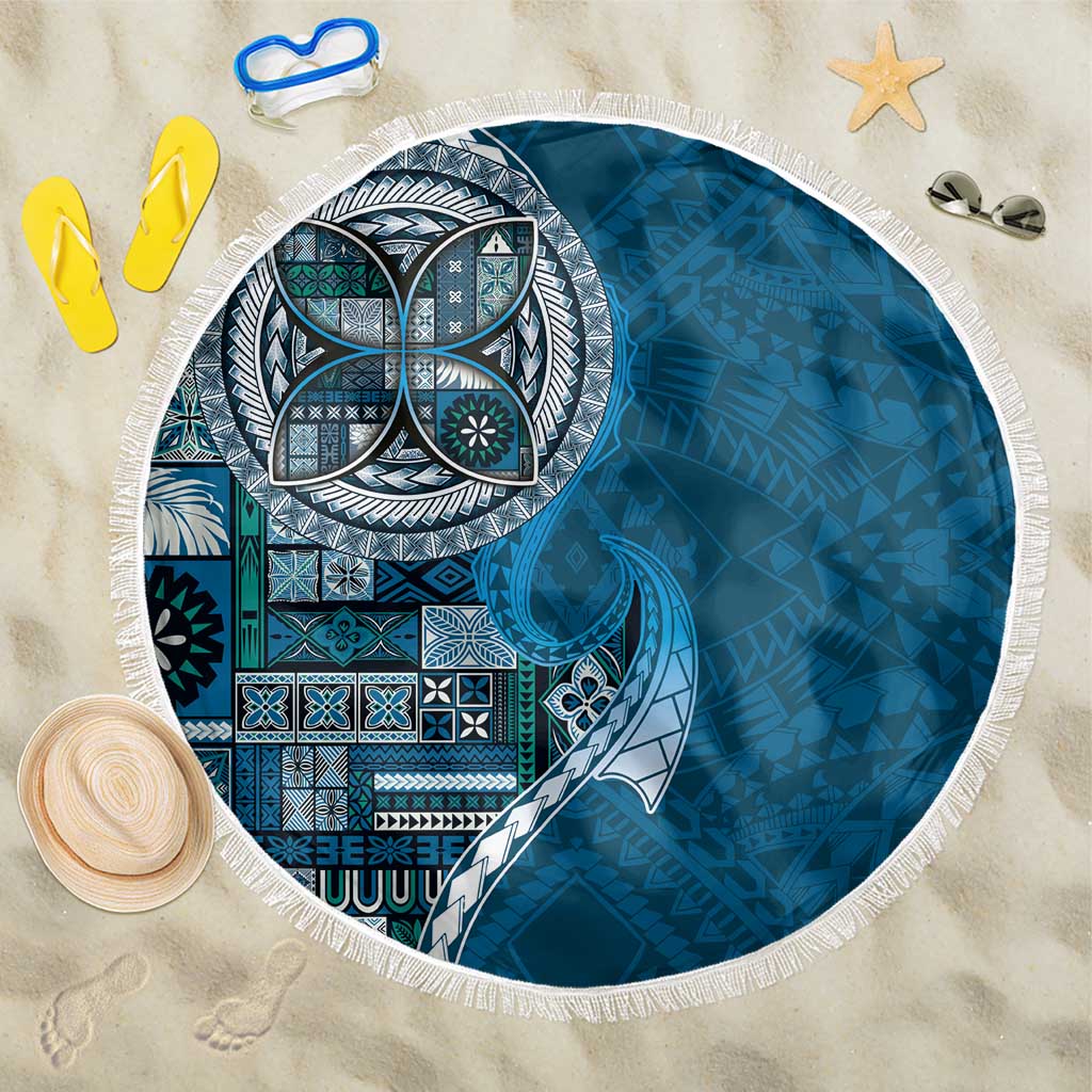 Samoan Siapo Art Tattoo Polynesian Pattern Beach Blanket Teal Color - Polynesian Pride