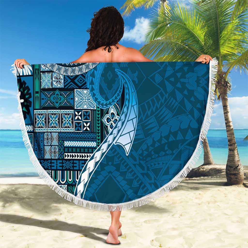 Samoan Siapo Art Tattoo Polynesian Pattern Beach Blanket Teal Color - Polynesian Pride