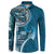 Samoan Siapo Art Tattoo Polynesian Pattern Button Sweatshirt Teal Color - Polynesian Pride