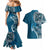 Samoan Siapo Art Tattoo Polynesian Pattern Couples Matching Mermaid Dress and Hawaiian Shirt Teal Color - Polynesian Pride