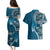 Samoan Siapo Art Tattoo Polynesian Pattern Couples Matching Puletasi and Hawaiian Shirt Teal Color - Polynesian Pride
