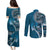 Samoan Siapo Art Tattoo Polynesian Pattern Couples Matching Puletasi and Long Sleeve Button Shirt Teal Color - Polynesian Pride