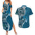 Samoan Siapo Art Tattoo Polynesian Pattern Couples Matching Summer Maxi Dress and Hawaiian Shirt Teal Color - Polynesian Pride