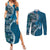 Samoan Siapo Art Tattoo Polynesian Pattern Couples Matching Summer Maxi Dress and Long Sleeve Button Shirt Teal Color - Polynesian Pride