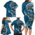 Samoan Siapo Art Tattoo Polynesian Pattern Family Matching Long Sleeve Bodycon Dress and Hawaiian Shirt Teal Color - Polynesian Pride