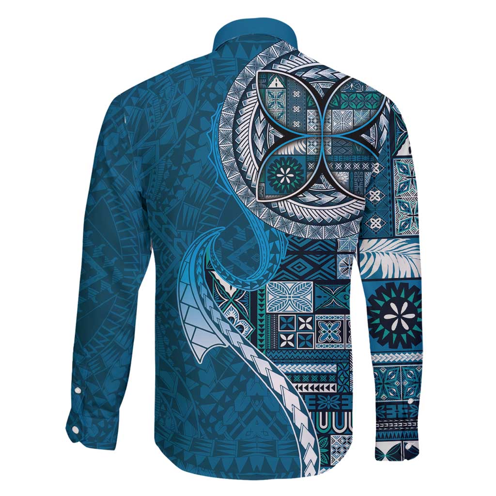 Samoan Siapo Art Tattoo Polynesian Pattern Family Matching Mermaid Dress and Hawaiian Shirt Teal Color - Polynesian Pride