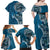 Samoan Siapo Art Tattoo Polynesian Pattern Family Matching Off Shoulder Maxi Dress and Hawaiian Shirt Teal Color - Polynesian Pride