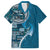 Samoan Siapo Art Tattoo Polynesian Pattern Family Matching Off Shoulder Maxi Dress and Hawaiian Shirt Teal Color - Polynesian Pride