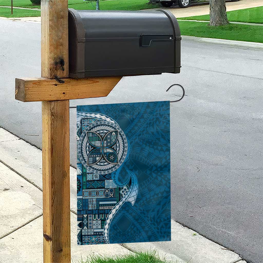 Samoan Siapo Art Tattoo Polynesian Pattern Garden Flag Teal Color - Polynesian Pride