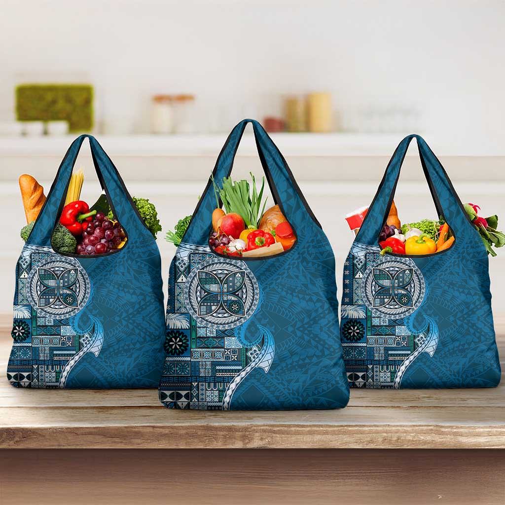 Samoan Siapo Art Tattoo Polynesian Pattern Grocery Bag Teal Color - Polynesian Pride