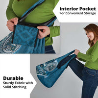 Samoan Siapo Art Tattoo Polynesian Pattern Grocery Bag Teal Color - Polynesian Pride