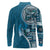 Samoan Siapo Art Tattoo Polynesian Pattern Long Sleeve Polo Shirt Teal Color - Polynesian Pride