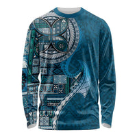 Samoan Siapo Art Tattoo Polynesian Pattern Long Sleeve Shirt Teal Color - Polynesian Pride