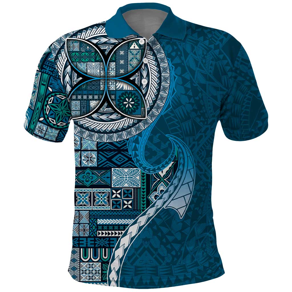 Samoan Siapo Art Tattoo Polynesian Pattern Polo Shirt Teal Color - Polynesian Pride