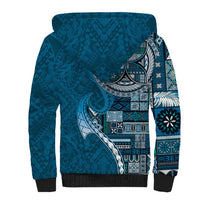 Samoan Siapo Art Tattoo Polynesian Pattern Sherpa Hoodie Teal Color - Polynesian Pride