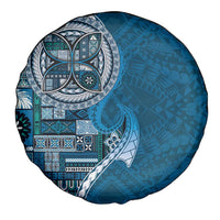 Samoan Siapo Art Tattoo Polynesian Pattern Spare Tire Cover Teal Color - Polynesian Pride