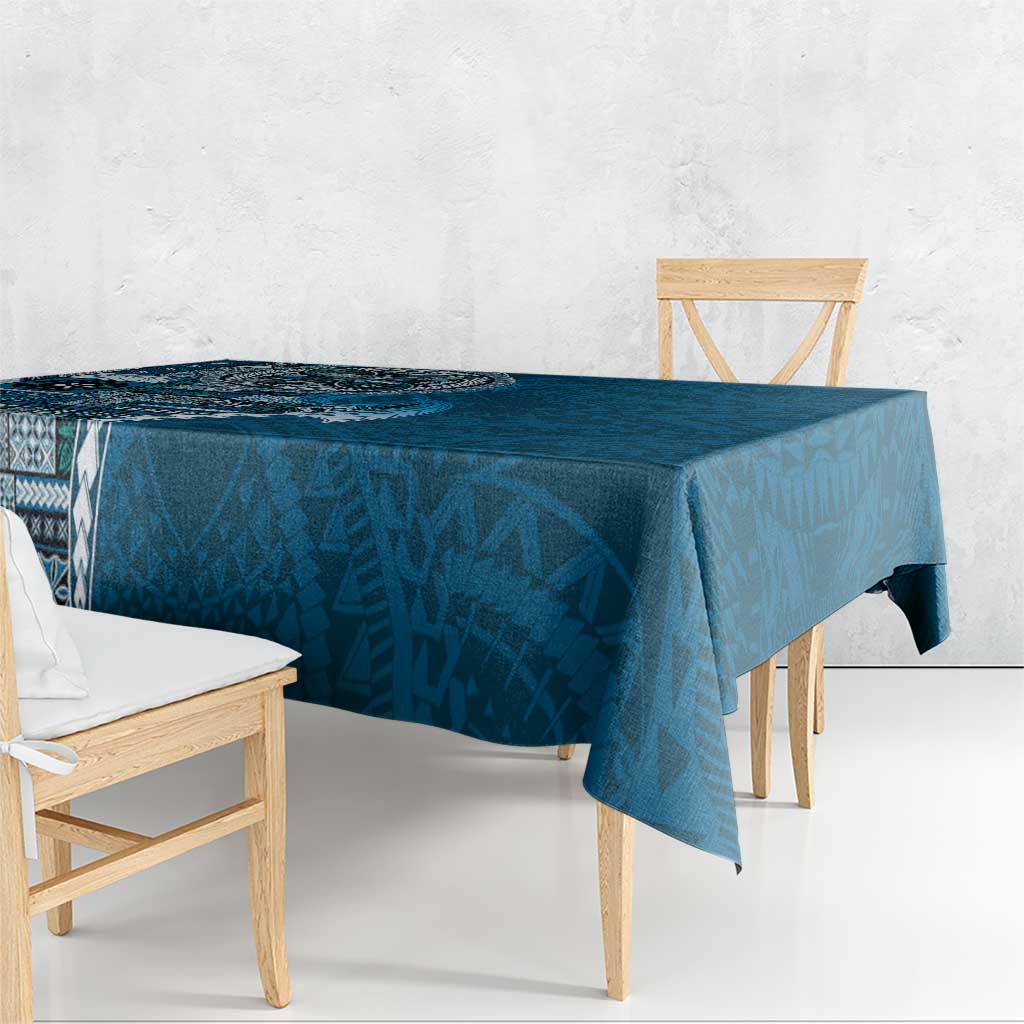 Samoan Siapo Art Tattoo Polynesian Pattern Tablecloth Teal Color - Polynesian Pride