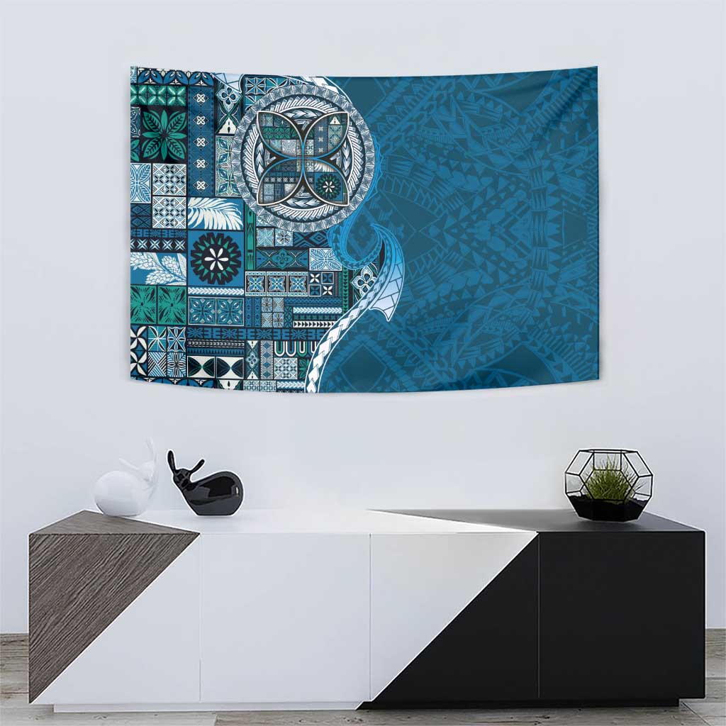 Samoan Siapo Art Tattoo Polynesian Pattern Tapestry Teal Color - Polynesian Pride