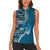 Samoan Siapo Art Tattoo Polynesian Pattern Women Sleeveless Polo Shirt Teal Color - Polynesian Pride
