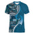Samoan Siapo Art Tattoo Polynesian Pattern Women V-Neck T-Shirt Teal Color - Polynesian Pride