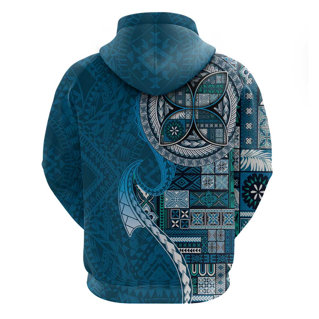 Samoan Siapo Art Tattoo Polynesian Pattern Zip Hoodie Teal Color - Polynesian Pride