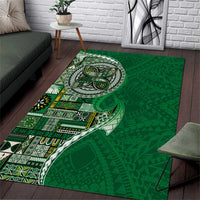 Samoan Siapo Art Tattoo Polynesian Pattern Area Rug Green Color - Polynesian Pride