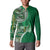 Samoan Siapo Art Tattoo Polynesian Pattern Button Sweatshirt Green Color - Polynesian Pride