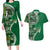 Samoan Siapo Art Tattoo Polynesian Pattern Couples Matching Long Sleeve Bodycon Dress and Hawaiian Shirt Green Color - Polynesian Pride