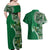 Samoan Siapo Art Tattoo Polynesian Pattern Couples Matching Off Shoulder Maxi Dress and Hawaiian Shirt Green Color - Polynesian Pride