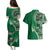 Samoan Siapo Art Tattoo Polynesian Pattern Couples Matching Puletasi and Hawaiian Shirt Green Color - Polynesian Pride