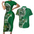Samoan Siapo Art Tattoo Polynesian Pattern Couples Matching Short Sleeve Bodycon Dress and Hawaiian Shirt Green Color - Polynesian Pride