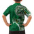 Samoan Siapo Art Tattoo Polynesian Pattern Family Matching Off Shoulder Maxi Dress and Hawaiian Shirt Green Color - Polynesian Pride