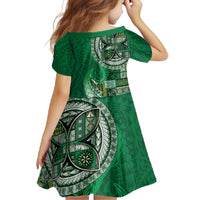 Samoan Siapo Art Tattoo Polynesian Pattern Family Matching Off Shoulder Maxi Dress and Hawaiian Shirt Green Color - Polynesian Pride