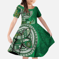 Samoan Siapo Art Tattoo Polynesian Pattern Family Matching Puletasi and Hawaiian Shirt Green Color - Polynesian Pride