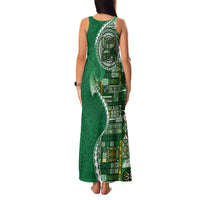 Samoan Siapo Art Tattoo Polynesian Pattern Family Matching Tank Maxi Dress and Hawaiian Shirt Green Color - Polynesian Pride
