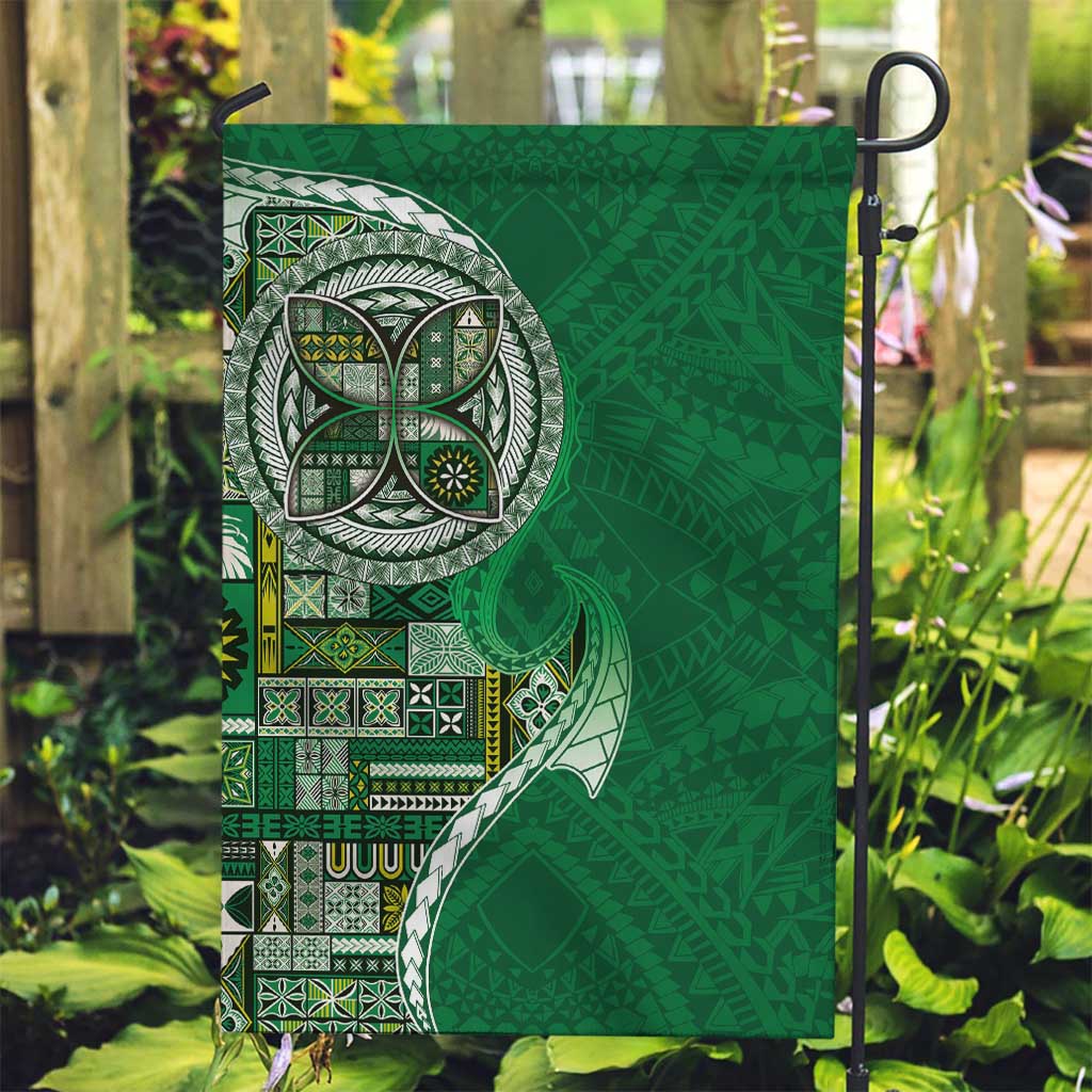 Samoan Siapo Art Tattoo Polynesian Pattern Garden Flag Green Color - Polynesian Pride