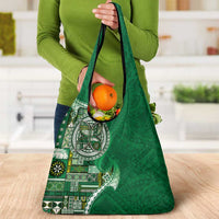 Samoan Siapo Art Tattoo Polynesian Pattern Grocery Bag Green Color - Polynesian Pride