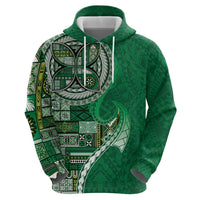 Samoan Siapo Art Tattoo Polynesian Pattern Hoodie Green Color - Polynesian Pride