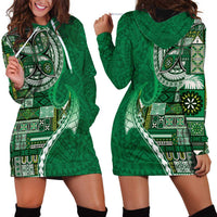 Samoan Siapo Art Tattoo Polynesian Pattern Hoodie Dress Green Color - Polynesian Pride
