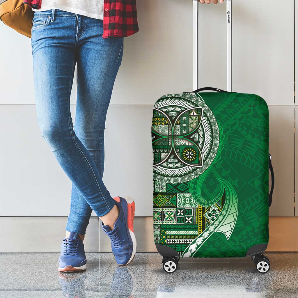 Samoan Siapo Art Tattoo Polynesian Pattern Luggage Cover Green Color - Polynesian Pride