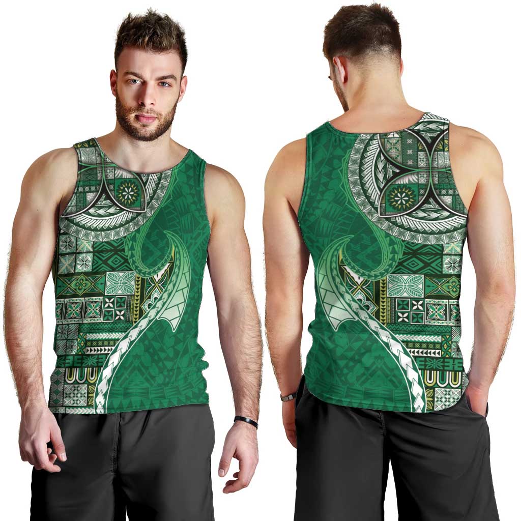 Samoan Siapo Art Tattoo Polynesian Pattern Men Tank Top Green Color - Polynesian Pride
