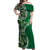Samoan Siapo Art Tattoo Polynesian Pattern Off Shoulder Maxi Dress Green Color - Polynesian Pride