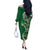 Samoan Siapo Art Tattoo Polynesian Pattern Off The Shoulder Long Sleeve Dress Green Color - Polynesian Pride