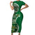 Samoan Siapo Art Tattoo Polynesian Pattern Short Sleeve Bodycon Dress Green Color - Polynesian Pride
