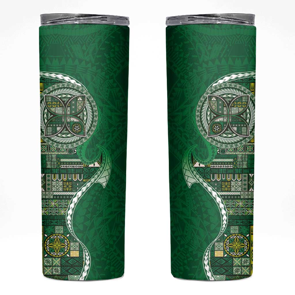 Samoan Siapo Art Tattoo Polynesian Pattern Skinny Tumbler Green Color - Polynesian Pride