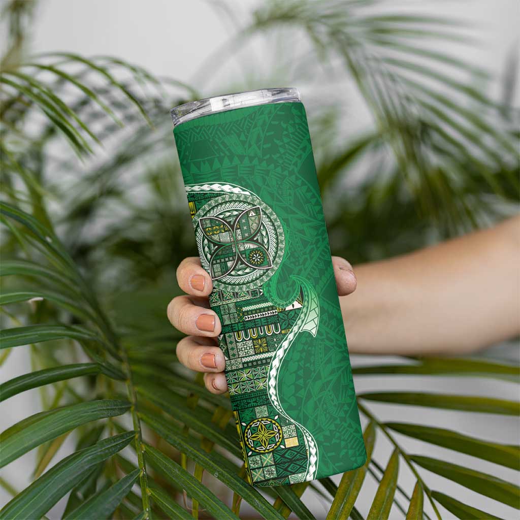 Samoan Siapo Art Tattoo Polynesian Pattern Skinny Tumbler Green Color - Polynesian Pride