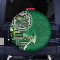 Samoan Siapo Art Tattoo Polynesian Pattern Spare Tire Cover Green Color - Polynesian Pride