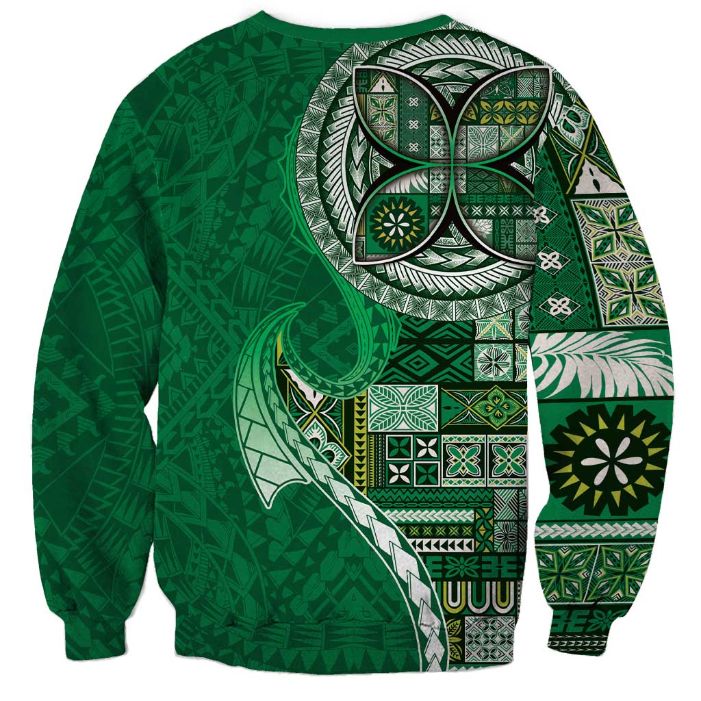 Samoan Siapo Art Tattoo Polynesian Pattern Sweatshirt Green Color - Polynesian Pride
